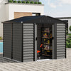 Grey Wood Grain Metal Garden Shed 8x7ft Outdoor Storage House with Foundation