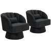 360° Swivel Accent Chair Upholstered Barrel Chair w/Striped Backrest Living Room