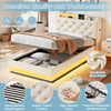 3ft Single Upholstered Bed with Hydraulic Storage, LED Headboard, Linen, Beige