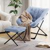 Oversized Folding Saucer Chair with Ottoman, Comfy, Sturdy Frame for Bedroom