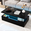 LED Coffee Table Modern 2-tier High Glossy Black Coffee Table