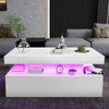 High Gloss LED Coffee Table With Storage 2 Drawers Modern Living Room Furniture