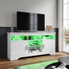 White TV Stand Cabinet Unit High Gloss Storage Doors with RGB LED 135cm Cupboard