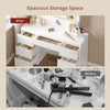 WOLTU Dressing Table w/ Led Lights Mirror 7 Drawers Multi-Socket Makeup Desk