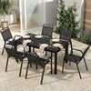 7 Pcs Outdoor Dining Set with Umbrella Hole, Garden Table and Chairs Set for 6