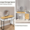 Dressing Table With LED Lights Dimmable Mirror Vanity Makeup Table 5 Drawers UK