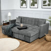 Milo Grey Corner Sofa Bed with Storage Velvet Pull Out Bed Left or Right Chaise