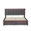 LED Ottoman Storage 5ft King Upholstered Bed Frame with Headboard & 2 Drawers