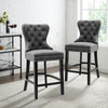Kitchen Counter Bar Stool Breakfast Barstool High Chair Velvet Fabric Wood Legs