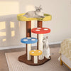 3-In-1 Cat Tree 3 Full-Wrapped Sisal Posts Removable Mat and Platforms-Multicolo