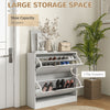Slim Shoe Storage Cabinet with 2 Flip Drawers for Entryway, White