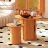 40CM/60CM Coffee Table Round Wood Side Table Sets With Hidden Storage Walnut