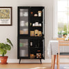 Modern Storage Cabinet Freestanding Sideboard with Adjustable Shelf-Black