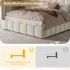 Upholstered Bed Double 4ft6 135x190cm Hydraulic Storage Bed Frame, White Boucle