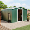 8x8 FT Peak Roof Steel Storage Shed, Pre-drilled Steel Panels, Outdoor Tool Shed