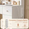 Dressing Table with 7 Drawers 4 Door & Charging Socket Makeup Desk Vanity Table