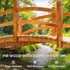 6FT Wooden Garden Bridge with Safety Railings, Classic Arc Footbridge