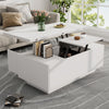 White Lift-Top Coffee Table with 2 Doors & Hidden Storage, Rectangular Table
