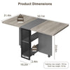 Drop Leaf Folding Dining Table 127cm w/Storage Shelves,Lockable Casters Rolling