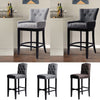 Linen Fabric Bar Stool Chair High Stools Breakfast Counter Padded Seat Wood Legs