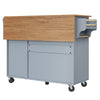Kitchen Island w/ Drop Leaf, 5 Drawers, Serving Trolley Storage Cabinet, Blue