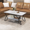Modern Faux Marble Coffee Table with Storage Shelf