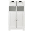 Bathroom Floor Cabinet Wooden Storage Cupboard with Adjustable Shelf & Doors