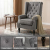 Retro Accent Chair Wingback Armchair with Wood Frame for Living Room Dark Grey