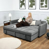 Milo Grey Corner Sofa Bed with Storage Velvet Pull Out Bed Left or Right Chaise