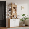 Coat Rack Shoe Storage 5 Shelves Closed Cabinet 4 Hooks Entryway 180cm White/Oak