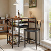 3PCS Dining Table Set w/ 2 Upholstered Bar Stool Wine Rack Kitchen Dining Room