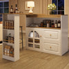 Sideboard Bar Table with Storage Cabinet, Drawer, Spice Rack, Adjustable Shelves