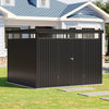 Galvanised Metal Garden Shed Outdoor Tool Storage House with Lockable Door Black