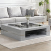 Cyndy High Gloss Coffee Table In Grey With Black Glass Top