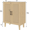 Wooden Storage Cabinet with Rattan Decorating Buffet Sideboard Accent Cabinet