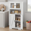Freestanding Pantry Storage Cabinet w/Glass Doors,Adjustable Shelves,Tall Cupboa