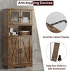 Freestanding Pantry Storage Cabinet w/Glass Doors,Adjustable Shelves,Tall Cupboa