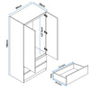 High Gloss 3 Door 2 Drawers Wardrobe With Shelves Storage Bedroom Furniture