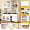 Multi-Purpose Kitchen Storage Cabinet w/ Cupboard Cabinets Drawers Shelves White