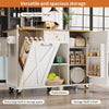 Mobile Kitchen Trolley Cart on Wheels with Drop Leaf Worktop, Drawer, Cabinets