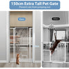 Tall Metal Pet Gate Extra Wide Cat Dog Safety Barrier with Extensions