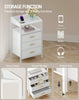 LED Bedside Table 3 Drawers Storage Cabinet Nightstand with Charging Station