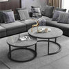 Coffee Table Set of 2 Round Nesting Side & End Tables w/ Anti-scratch Marble Top