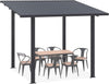 2.4x3.6m Metal Lean-to Gazebo Wall Mounted Iron Hardtop Pergola Heavy Duty