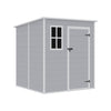 6x6ft Outdoor Storage Shed Plastic Garden Tool House with Floor & Lockable Door
