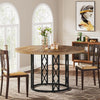 120cm Round Dining Table Industrial Kitchen Table w/ Metal Frame for Dining Room