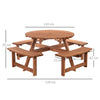 Round Picnic Table Bench, Seats 8, Patio Garden set, Strong and Sturdy