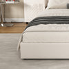 4ft6 Double Velvet Bed Frame with Headboard with Storage Pockets & Drawers Beige