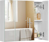Bathroom Mirror Cabinet 3 Door Shelf Storage Wall Mounted Cupboard White Wood