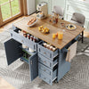 Kitchen Island w/ Drop Leaf, 5 Drawers, Serving Trolley Storage Cabinet, Blue
